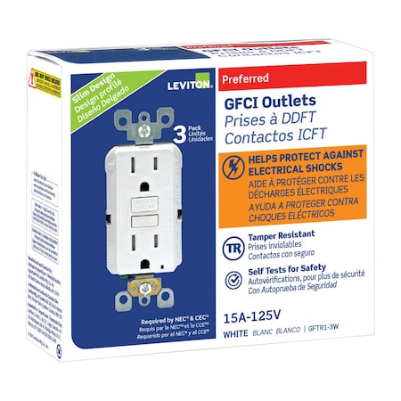 Leviton Leviton SmartlockPro 15 amps 125 V Duplex White GFCI Outlet 5-15R 3 pk GFTR1-03W